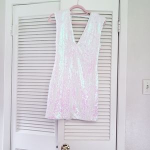 Forever 21 Sequin Plunge mini dress L N veck